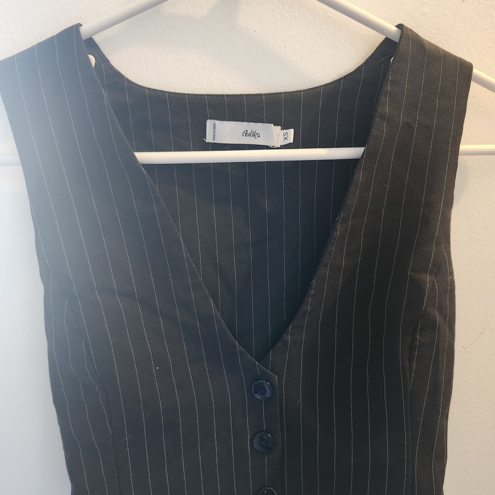 Adika Charcoal Pinstripe Vest